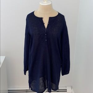 Navy jcrew embroidered coverup
